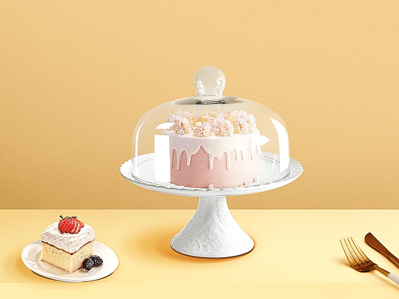 JusalphaÂ® 12 Inches White Porcelain Decorative Cake Stand-Cupcake Stand (CS01 - Glass Dome) - Image 5